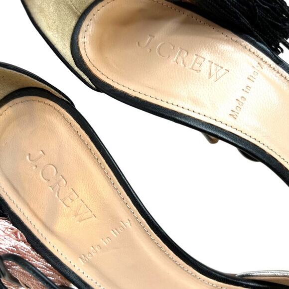 J. CREW Roxie Ankle Tie Tassel Pumps in Silver, Black, and Pink Women's Size 8 - Picture 13 of 16